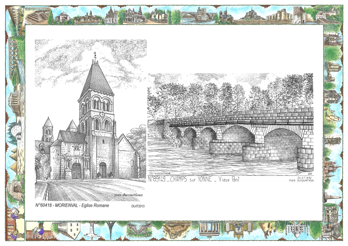 MONOCARTE N 60418-89149 - MORIENVAL - �glise romane / CHAMPS SUR YONNE - vieux pont