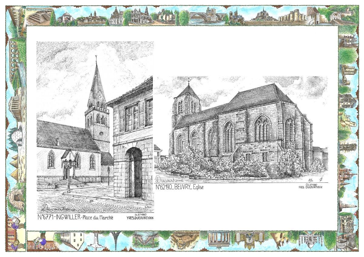 MONOCARTE N 62190-67071 - BEUVRY - �glise / INGWILLER - place du march�