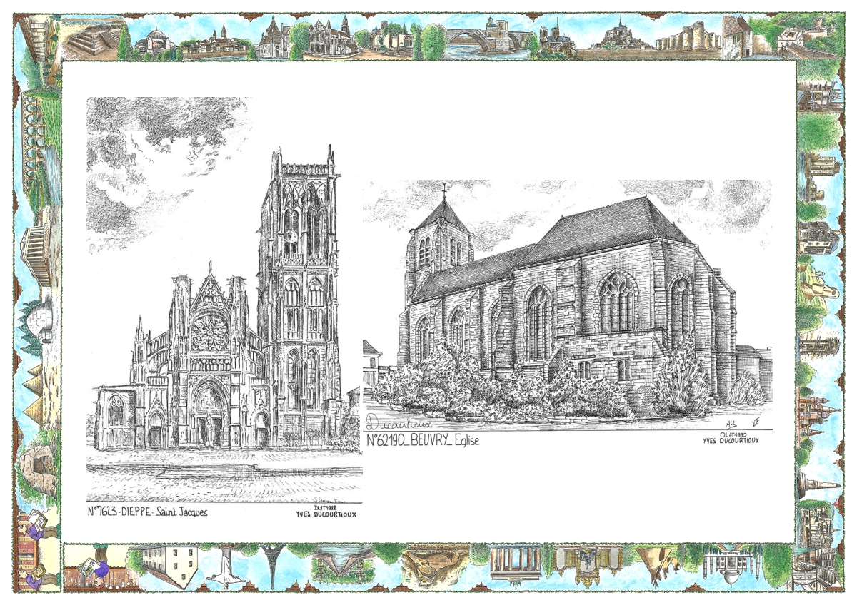 MONOCARTE N 62190-76023 - BEUVRY - �glise / DIEPPE - st jacques