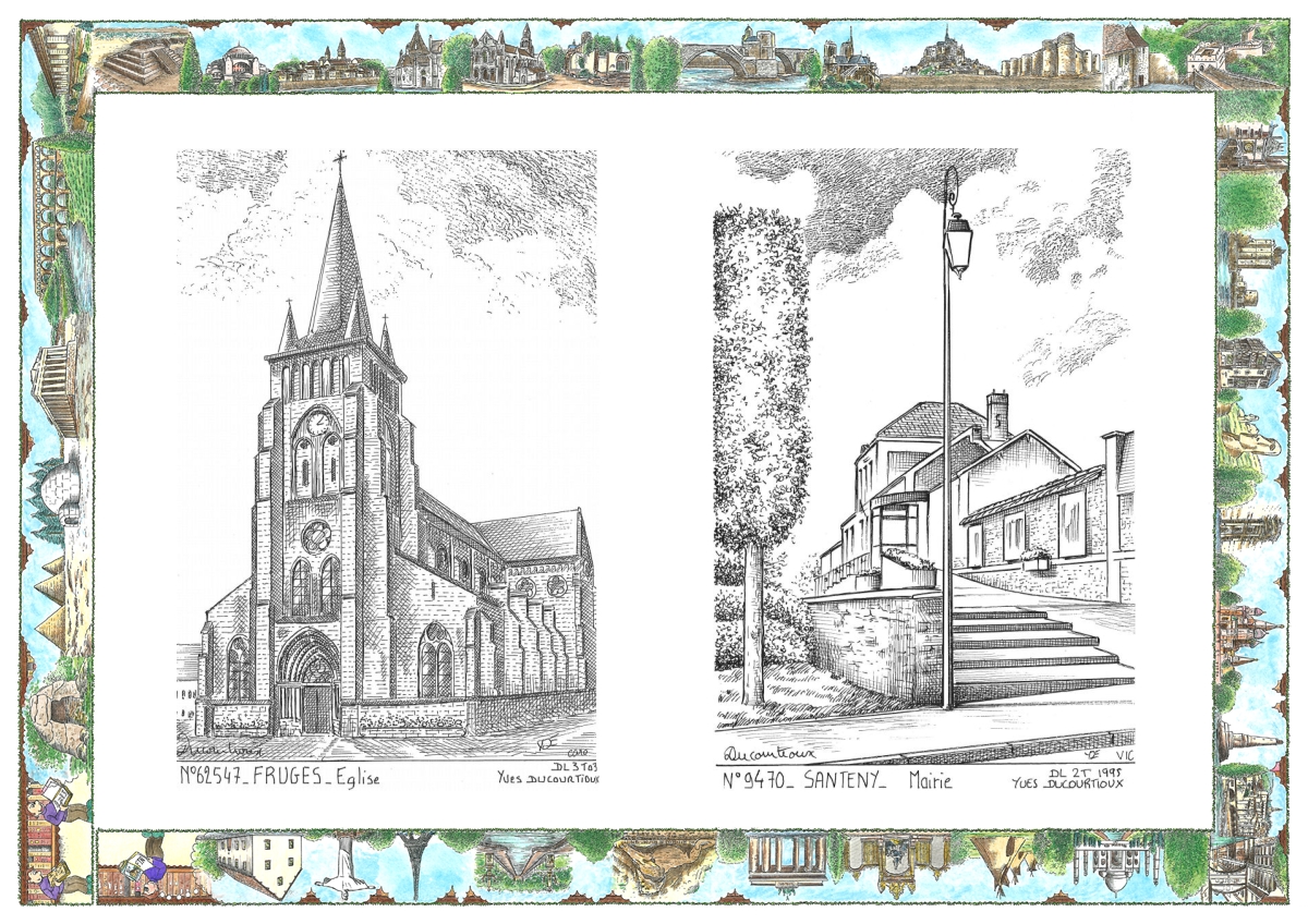 MONOCARTE N 62547-94070 - FRUGES - �glise / SANTENY - mairie