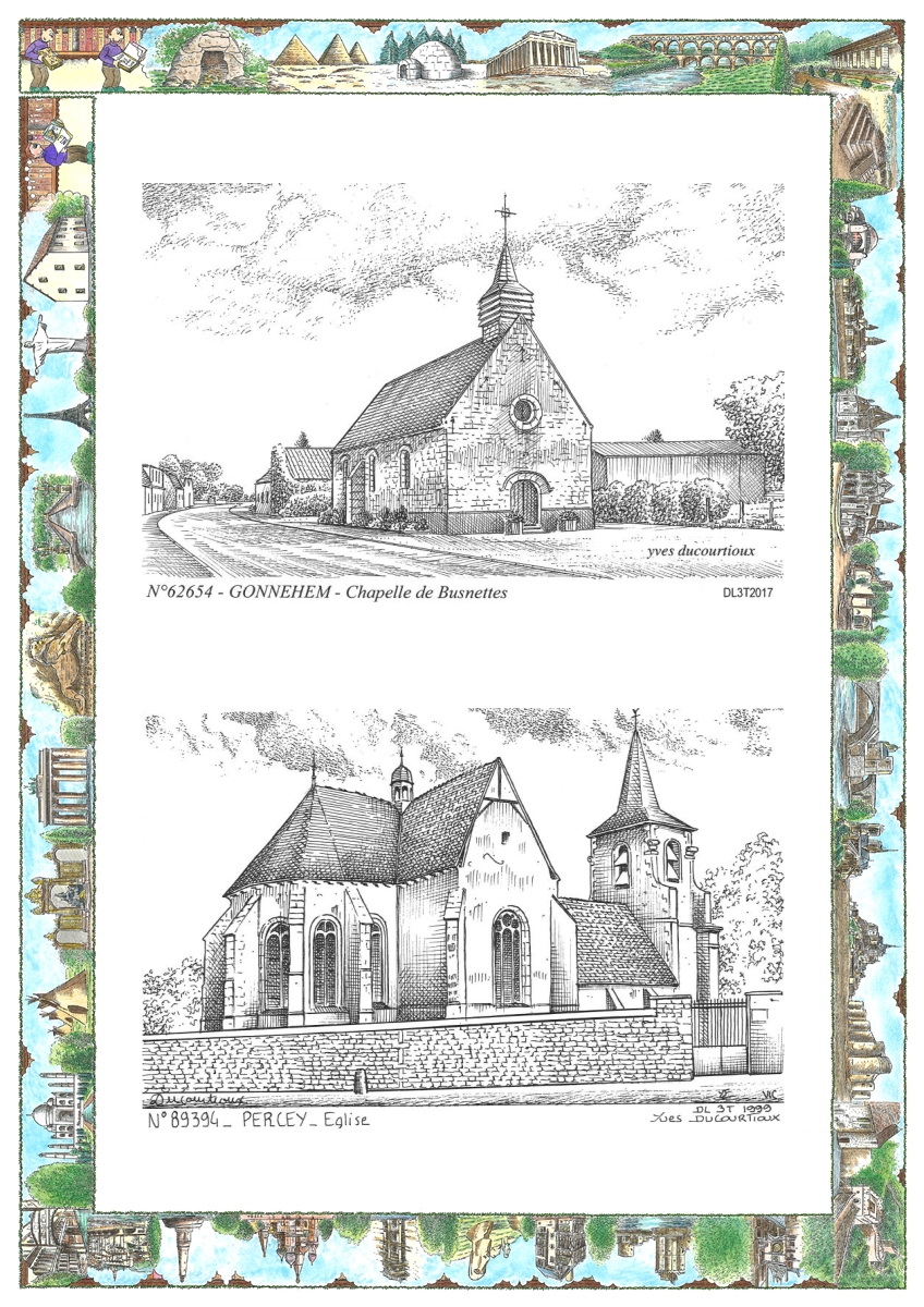 MONOCARTE N 62654-89394 - GONNEHEM - chapelle de busnettes / PERCEY - �glise