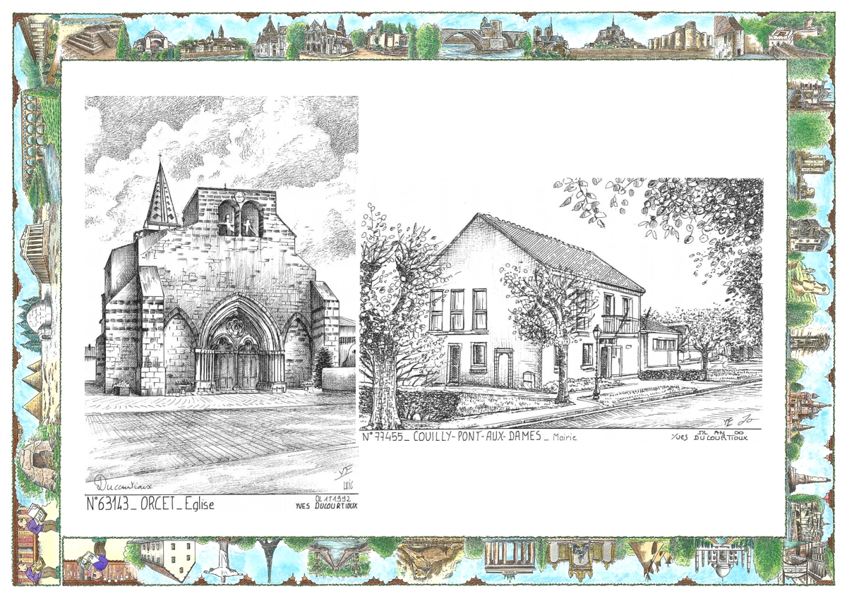 MONOCARTE N 63143-77455 - ORCET - �glise / COUILLY PONT AUX DAMES - mairie