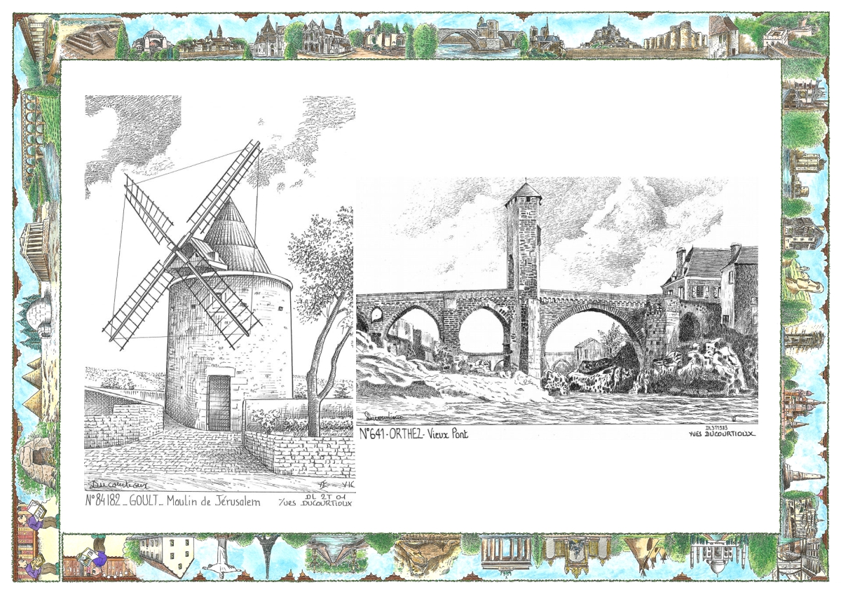MONOCARTE N 64001-84182 - ORTHEZ - vieux pont / GOULT - moulin de j�rusalem
