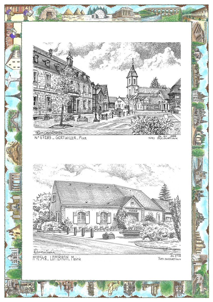 MONOCARTE N 67283-72548 - GERTWILLER - place / LOMBRON - mairie