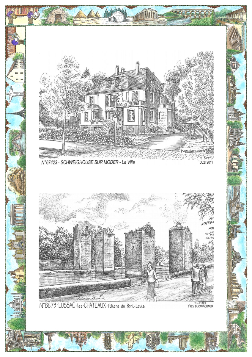 MONOCARTE N 67423-86073 - SCHWEIGHOUSE SUR MODER - la villa / LUSSAC LES CHATEAUX - piliers du pont levis
