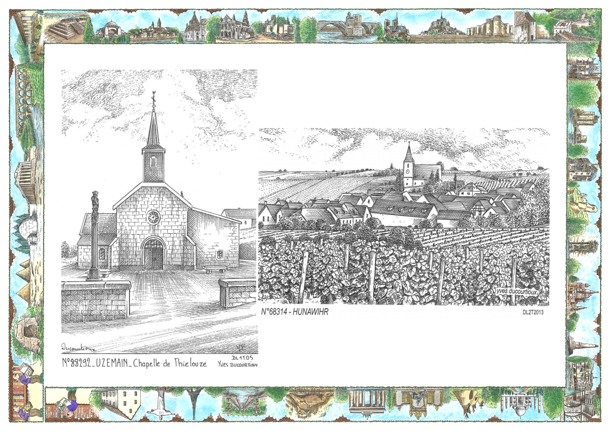 MONOCARTE N 68314-88292 - HUNAWIHR - vue / UZEMAIN - chapelle de thi�louze