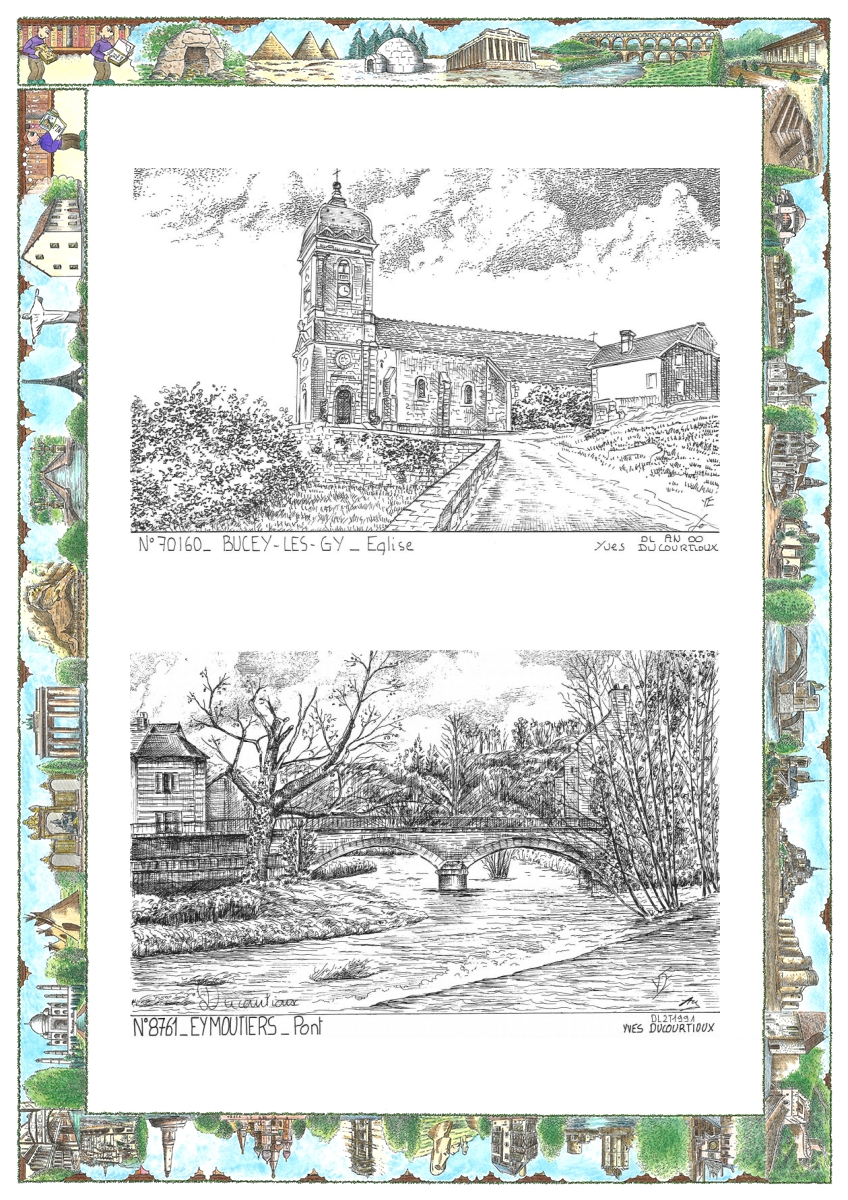 MONOCARTE N 70160-87061 - BUCEY LES GY - �glise / EYMOUTIERS - pont