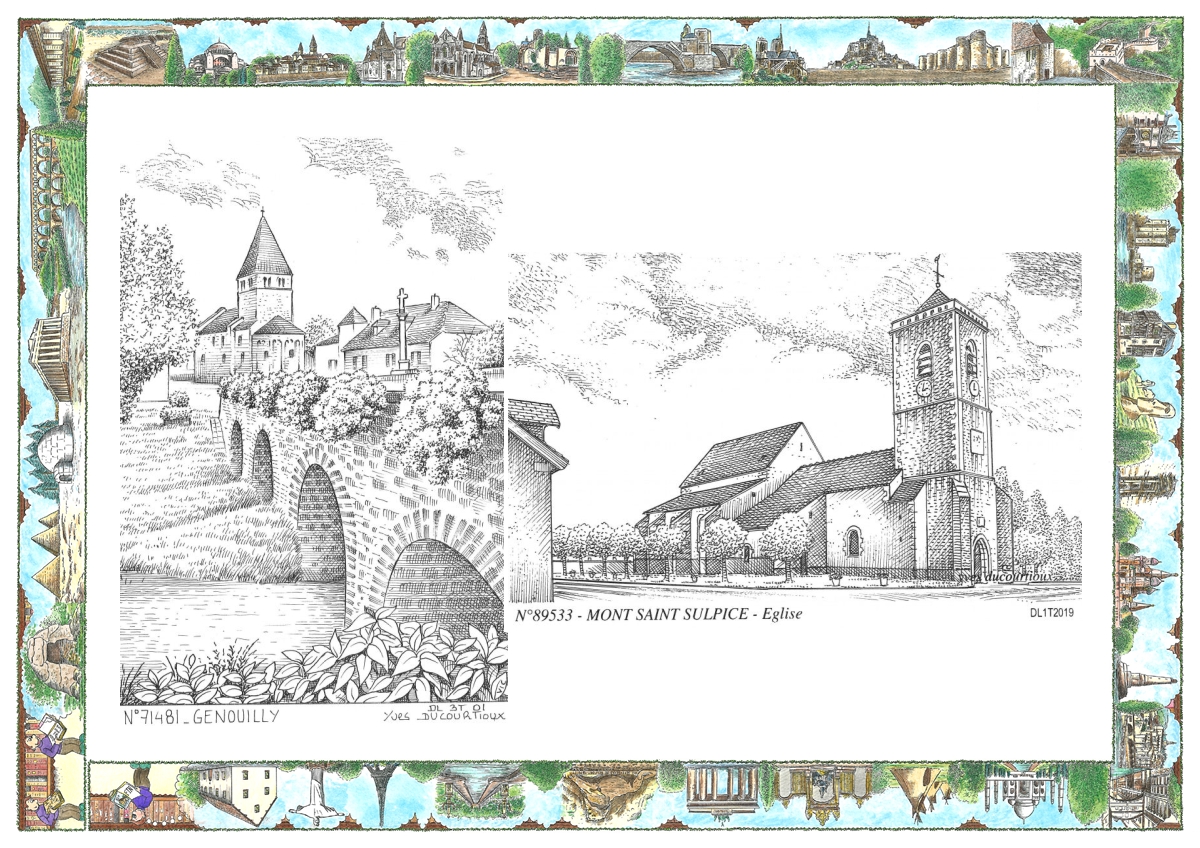 MONOCARTE N 71481-89533 - GENOUILLY - vue / MONT ST SULPICE - �glise