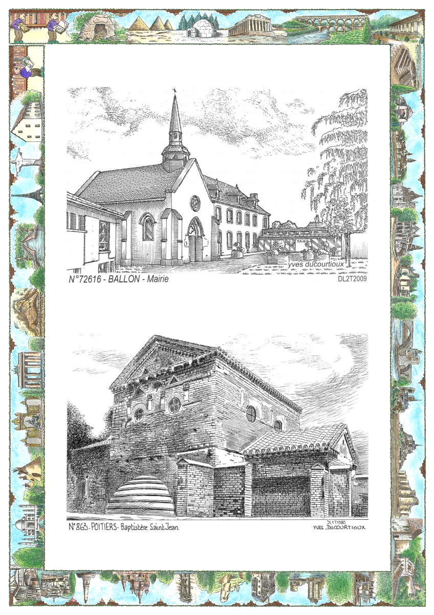 MONOCARTE N 72616-86003 - BALLON - mairie / POITIERS - baptist�re st jean