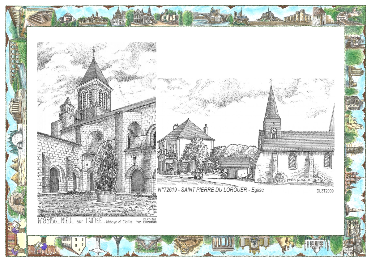 MONOCARTE N 72619-85156 - ST PIERRE DU LOROUER - �glise / NIEUL SUR L AUTISE - abbaye et clo�tre