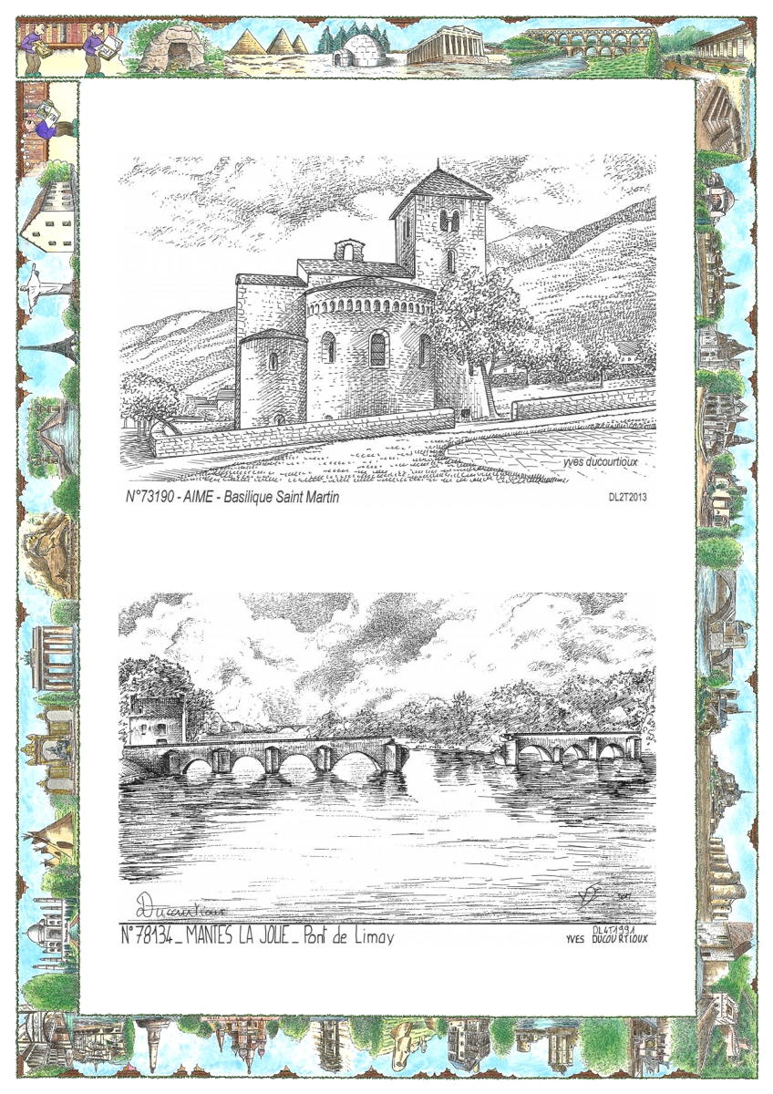 MONOCARTE N 73190-78134 - AIME - basilique st martin / MANTES LA JOLIE - pont de limay
