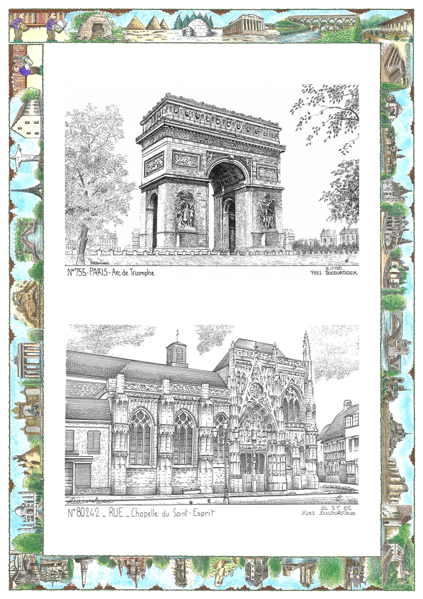 MONOCARTE N 75005-80242 - PARIS - arc de triomphe / RUE - chapelle du st esprit