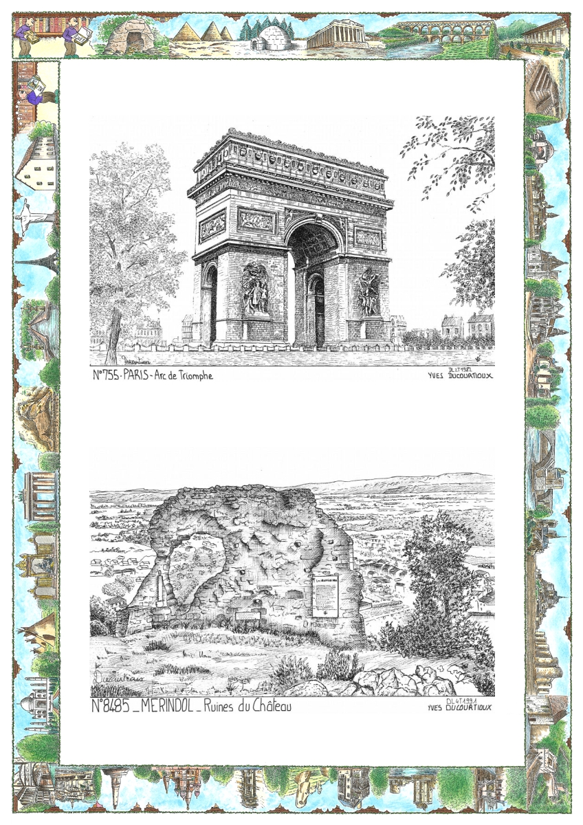 MONOCARTE N 75005-84085 - PARIS - arc de triomphe / MERINDOL - ruines du ch�teau