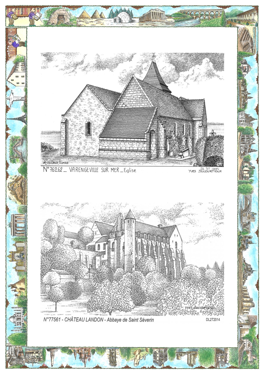 MONOCARTE N 76262-77561 - VARENGEVILLE SUR MER - �glise / CHATEAU LANDON - abbaye de st s�verin