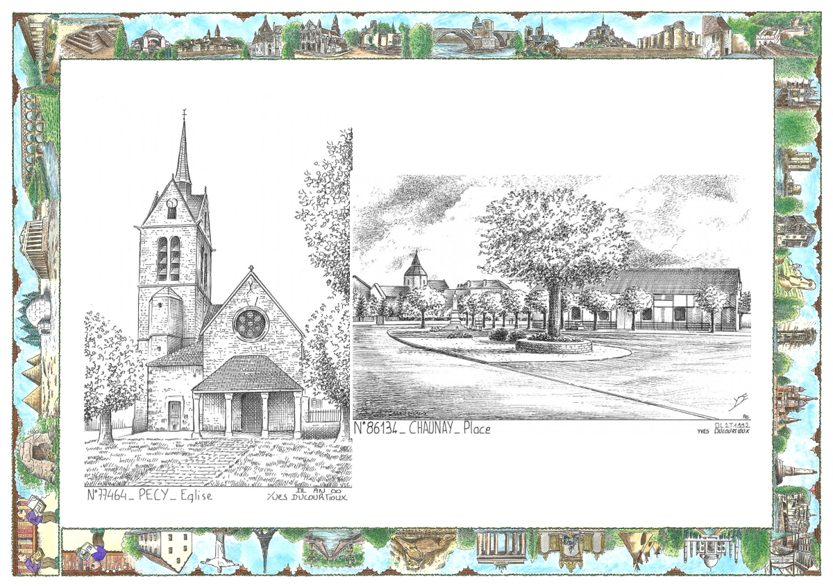 MONOCARTE N 77464-86134 - PECY - �glise / CHAUNAY - place