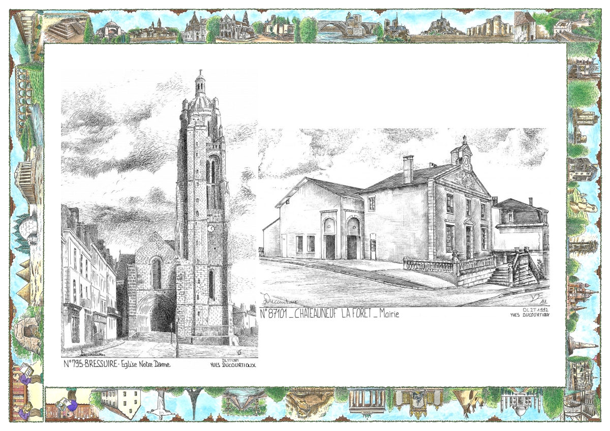 MONOCARTE N 79005-87101 - BRESSUIRE - �glise notre dame / CHATEAUNEUF LA FORET - mairie