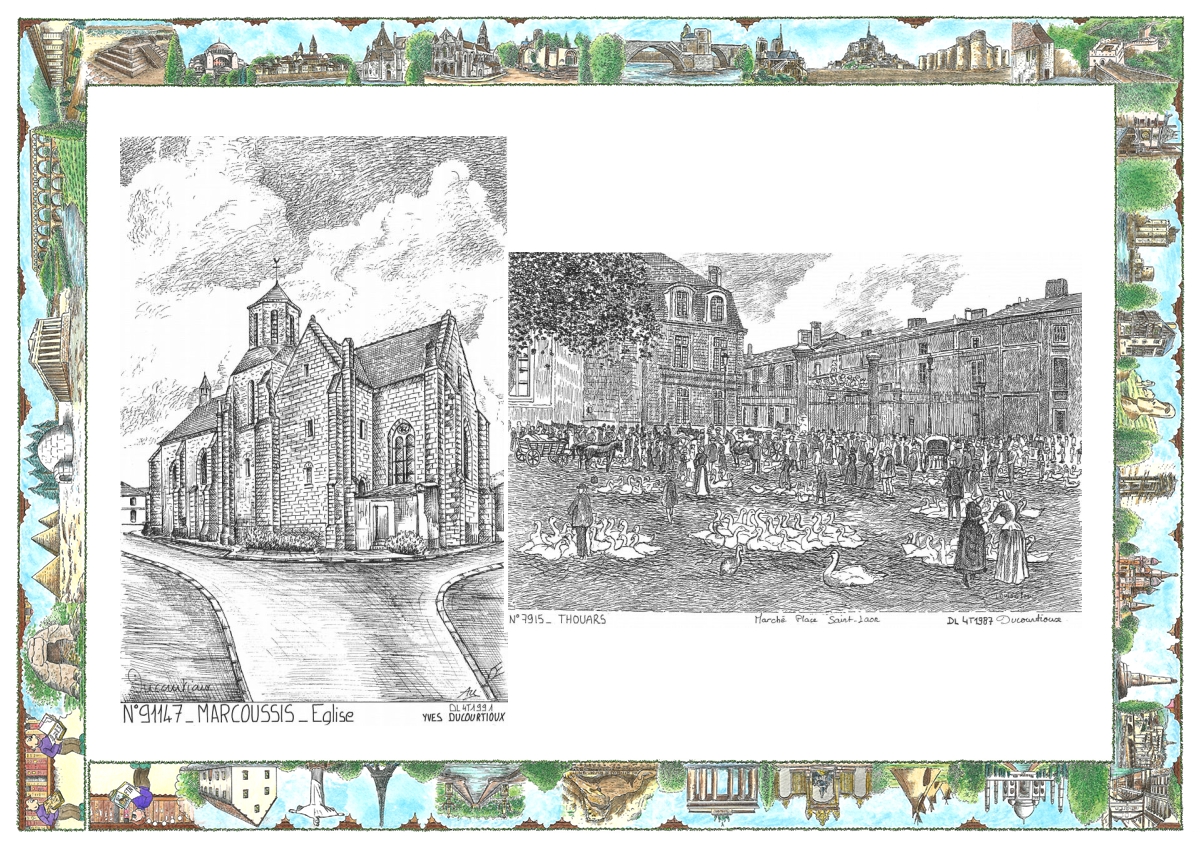 MONOCARTE N 79015-91147 - THOUARS - march� place st jean / MARCOUSSIS - �glise