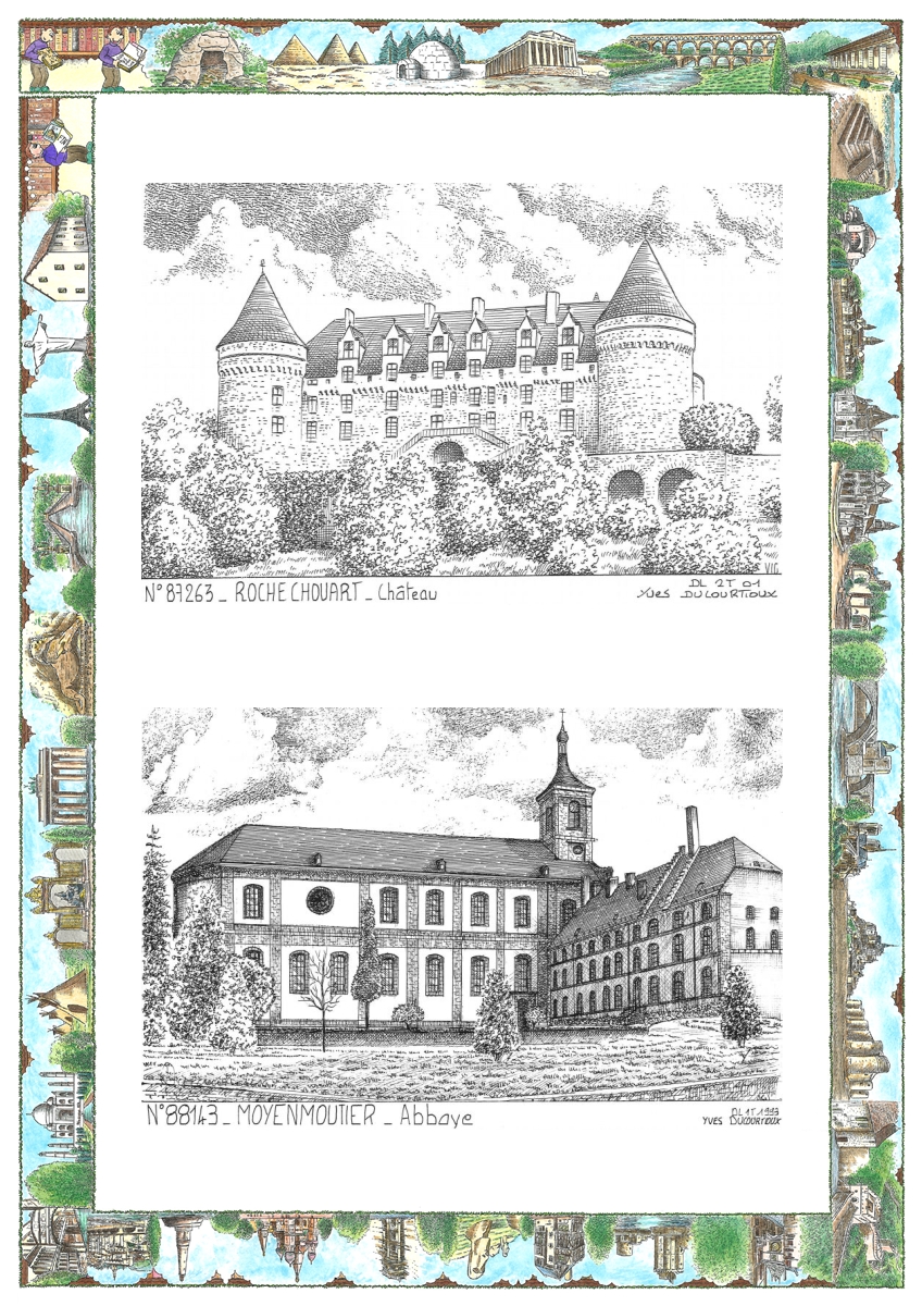 MONOCARTE N 87263-88143 - ROCHECHOUART - ch�teau / MOYENMOUTIER - abbaye