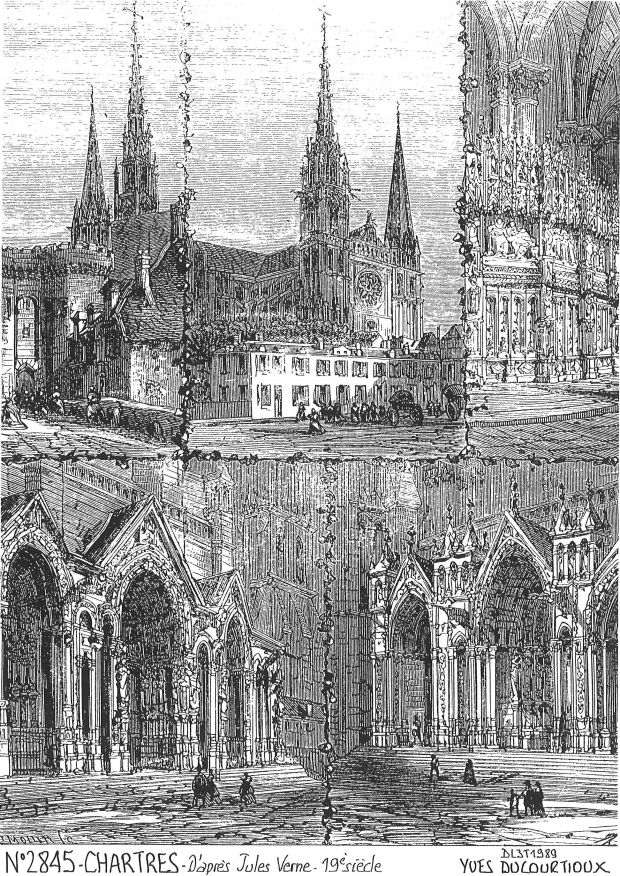 N 28045 - CHARTRES - vues de la cathédrale (d'aprs gravure ancienne)