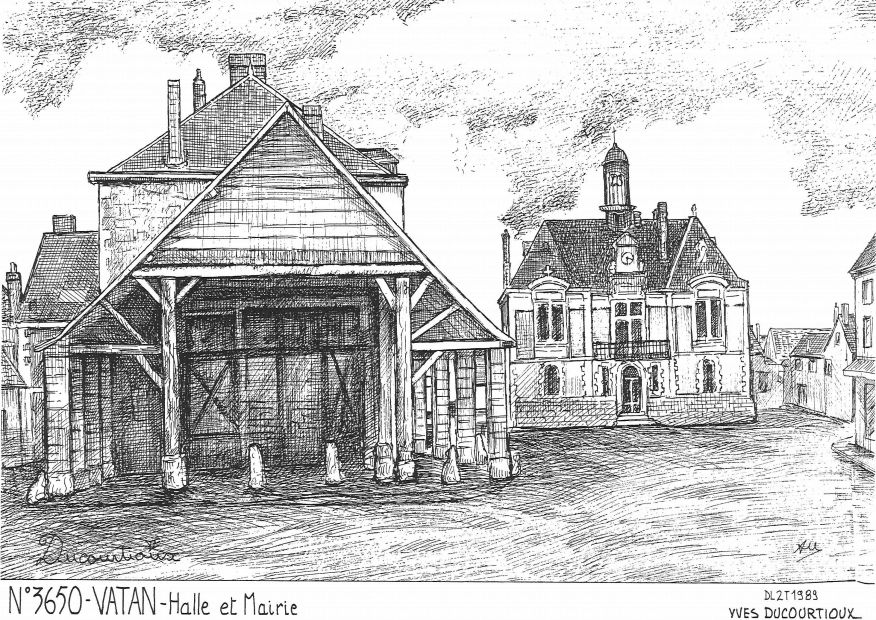 N 36050 - VATAN - halle et mairie