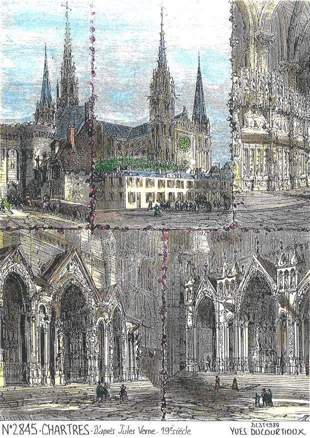 N 28045 - CHARTRES - vues de la cathédrale (d'aprs gravure ancienne)