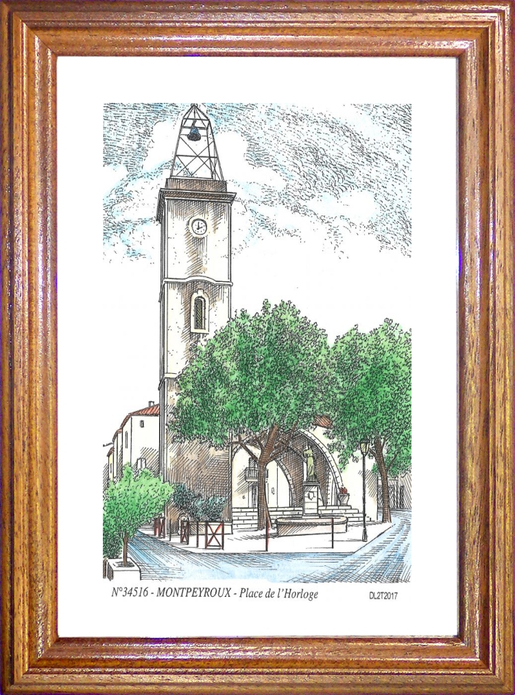 N 34516 - MONTPEYROUX - place de l horloge