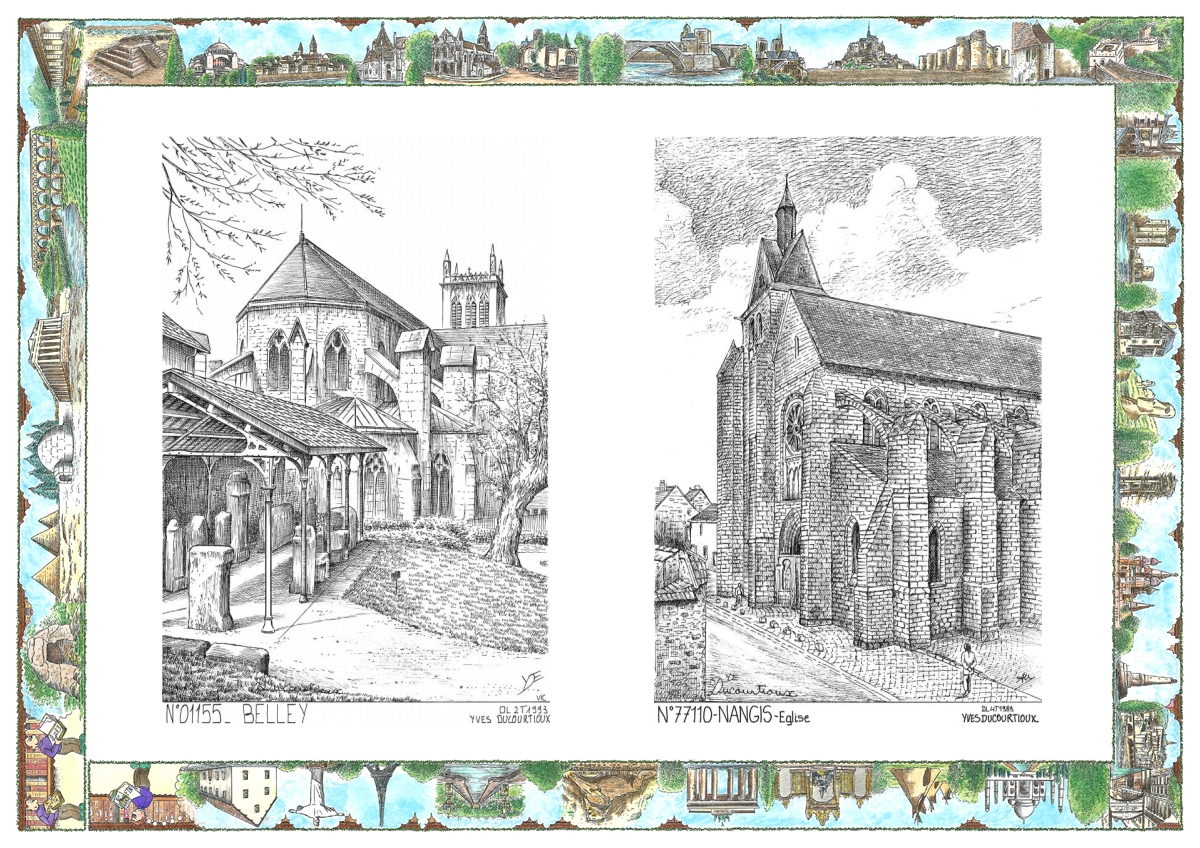 MONOCARTE N 01155-77110 - BELLEY - vue / NANGIS - église