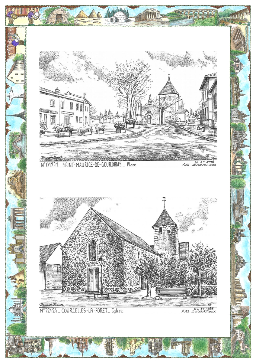 MONOCARTE N 01271-72424 - ST MAURICE DE GOURDANS - place / COURCELLES LA FORET - église