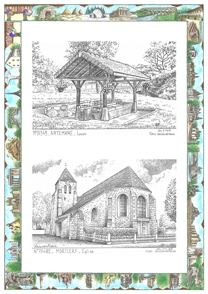 MONOCARTE N 01349-77482 - ARTEMARE - lavoir / MORTCERF - église