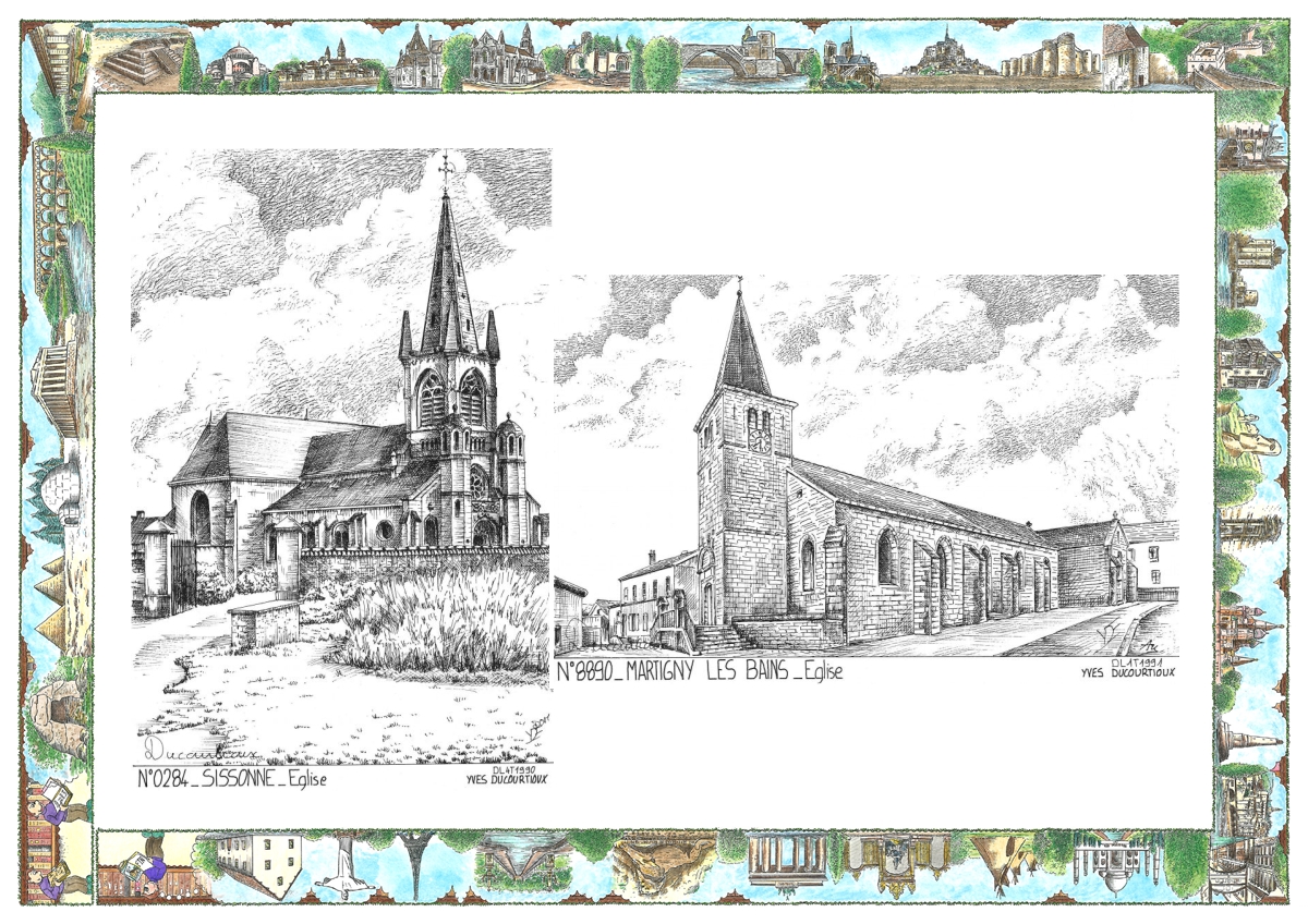 MONOCARTE N 02084-88090 - SISSONNE - église / MARTIGNY LES BAINS - église