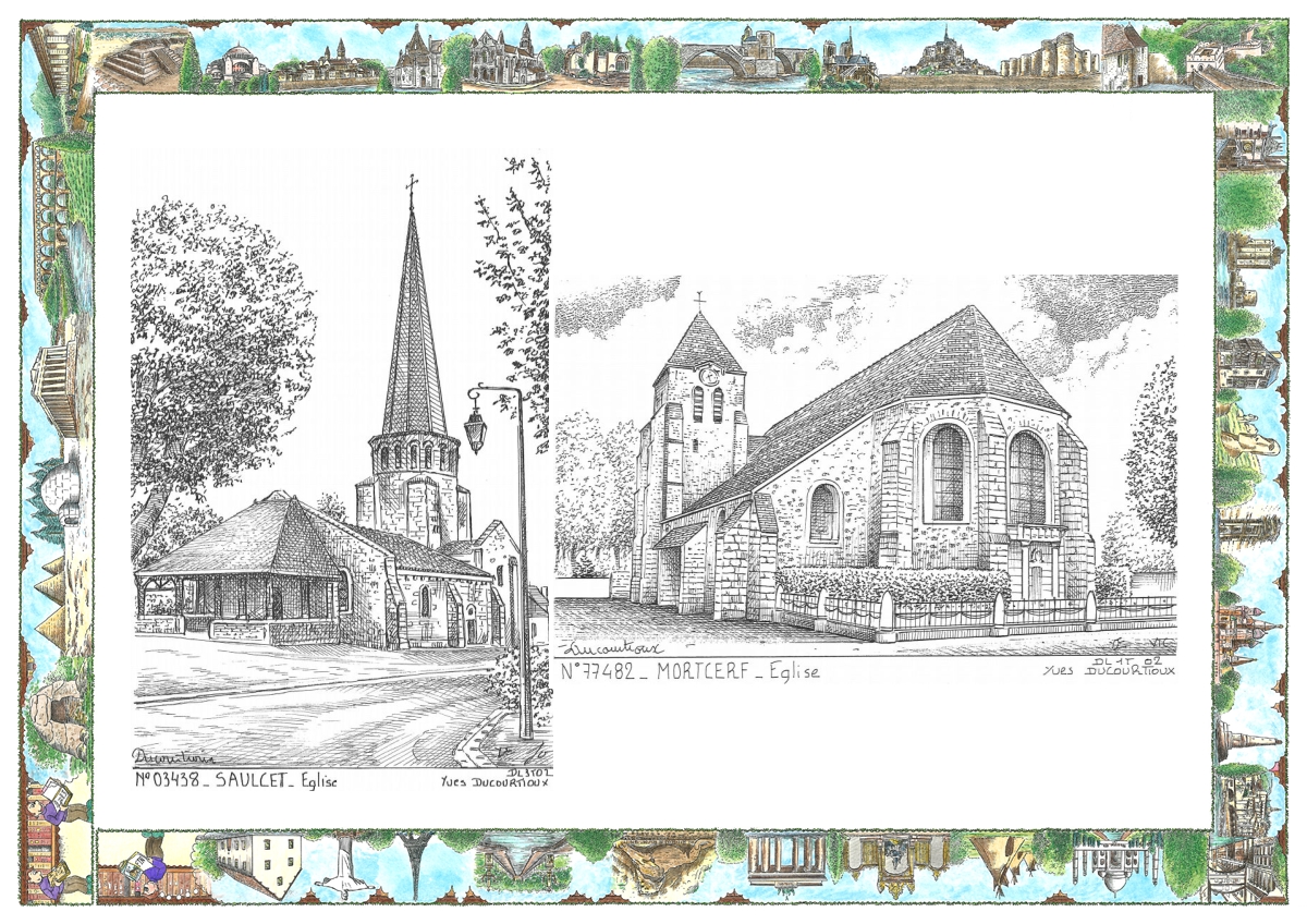 MONOCARTE N 03438-77482 - SAULCET - église / MORTCERF - église