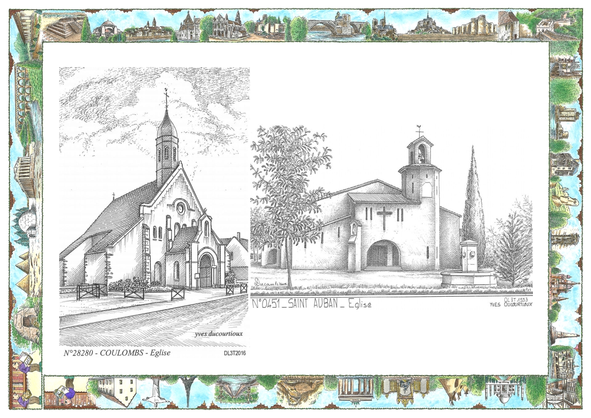 MONOCARTE N 04051-28280 - ST AUBAN - église / COULOMBS - église