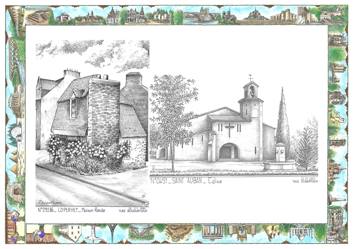 MONOCARTE N 04051-29286 - ST AUBAN - église / LOPERHET - maison ronde