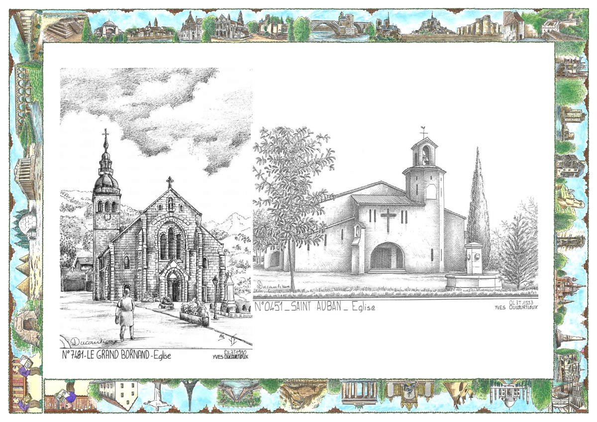 MONOCARTE N 04051-74081 - ST AUBAN - église / LE GRAND BORNAND - église