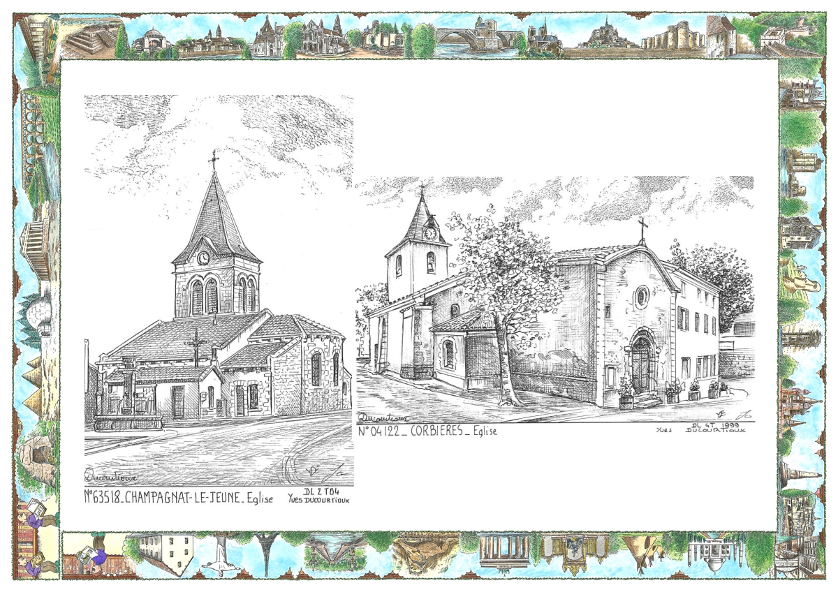 MONOCARTE N 04122-63518 - CORBIERES - église / CHAMPAGNAT LE JEUNE - église