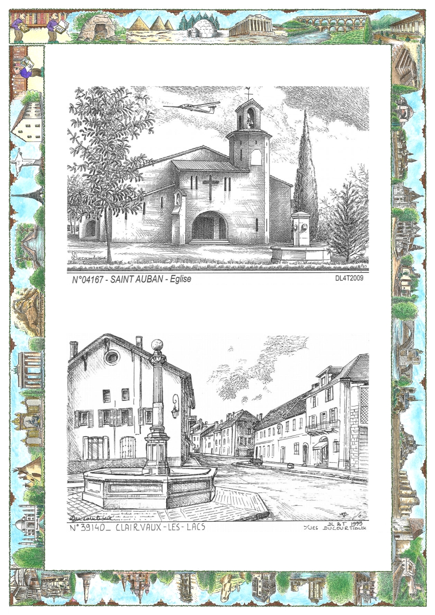 MONOCARTE N 04167-39140 - ST AUBAN - église / CLAIRVAUX LES LACS - vue
