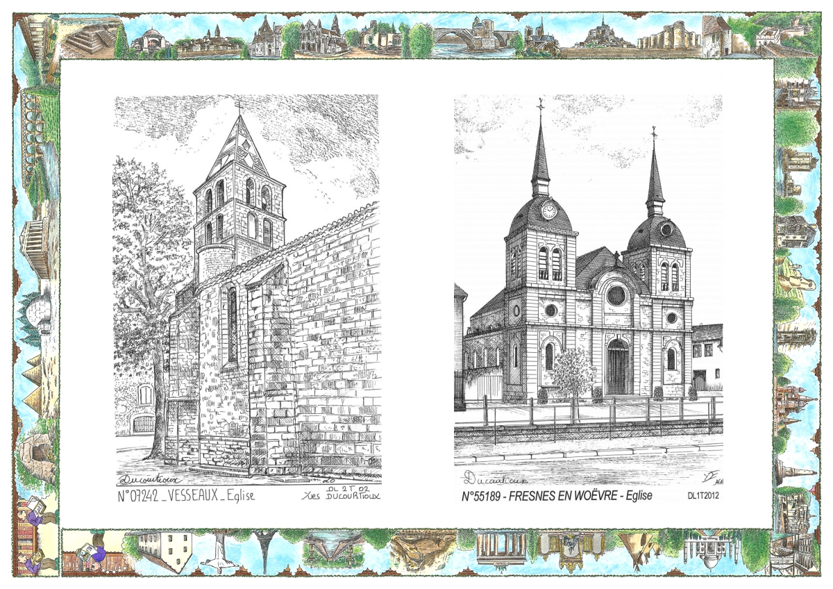 MONOCARTE N 07242-55189 - VESSEAUX - église / FRESNES EN WOEVRE - église