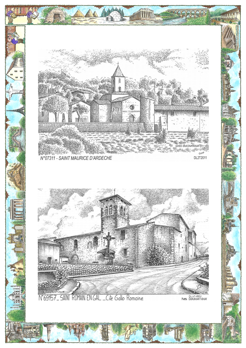 MONOCARTE N 07311-69157 - ST MAURICE D ARDECHE - vue / ST ROMAIN EN GAL - cité gallo romaine