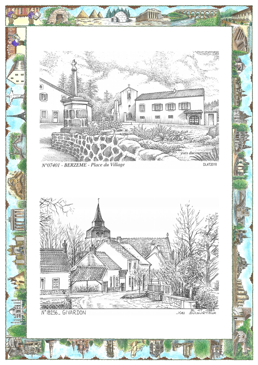 MONOCARTE N 07401-18256 - BERZEME - place du village / GIVARDON - vue