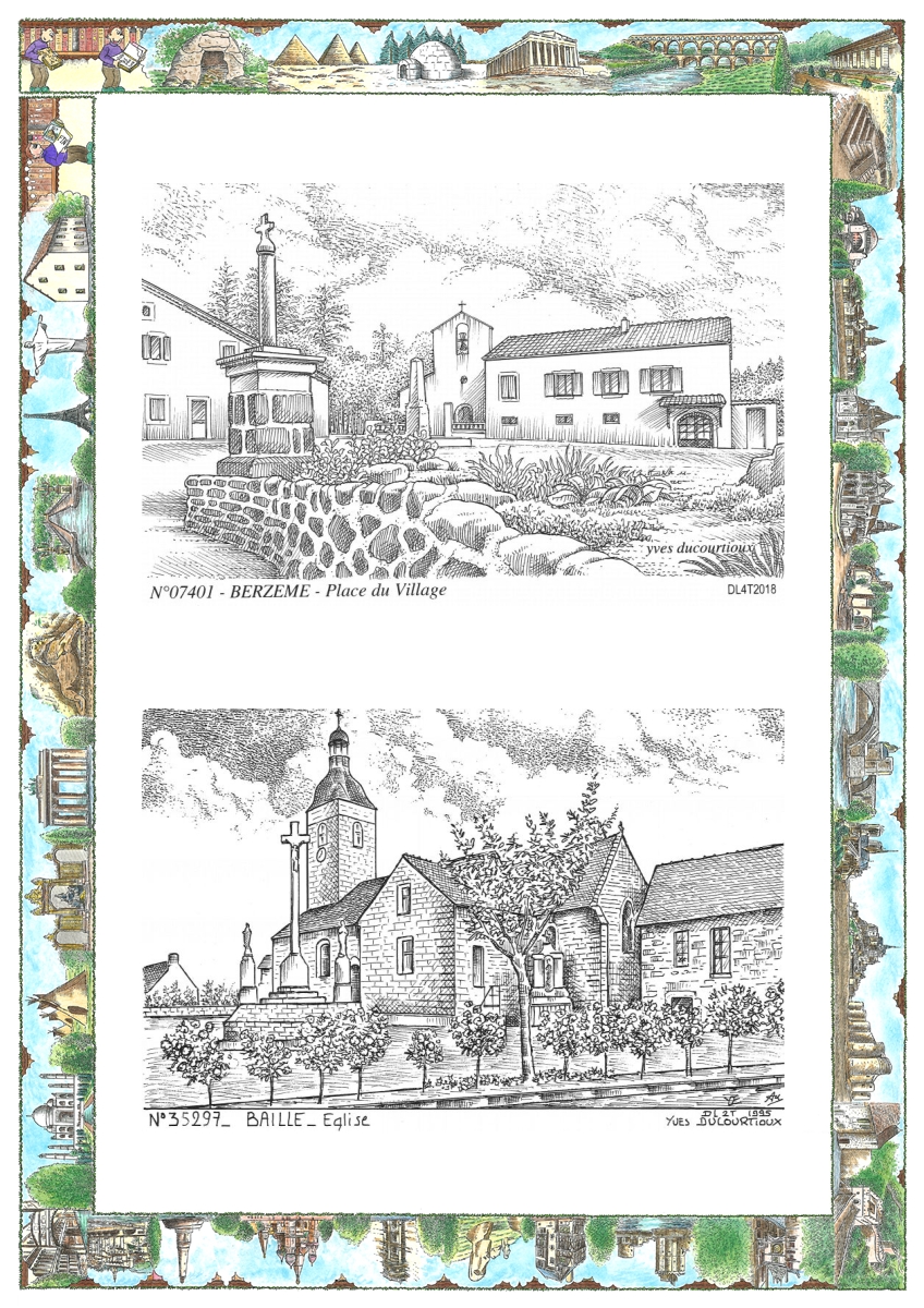 MONOCARTE N 07401-35297 - BERZEME - place du village / BAILLE - église