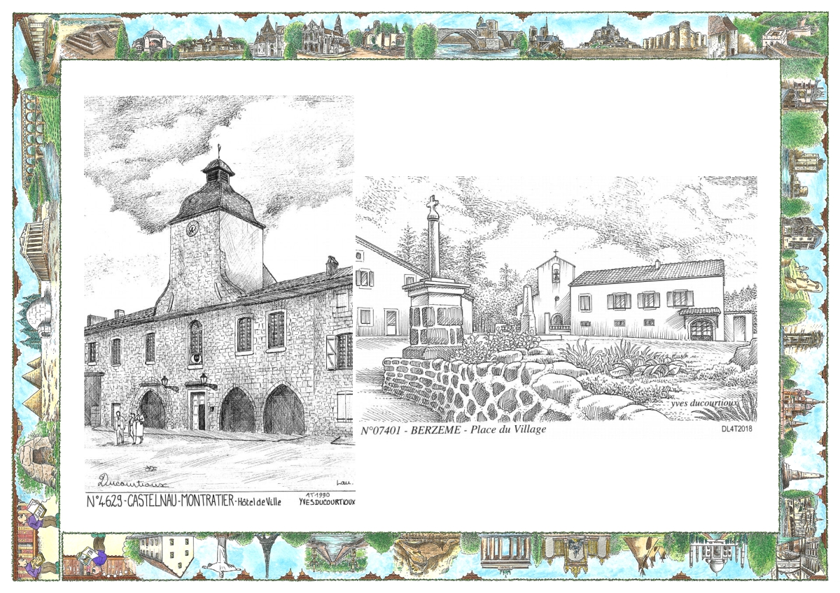 MONOCARTE N 07401-46029 - BERZEME - place du village / CASTELNAU MONTRATIER - hôtel de ville