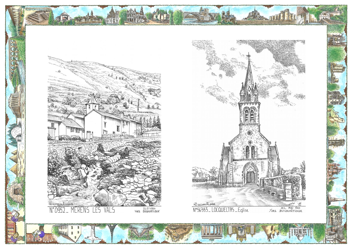 MONOCARTE N 09052-56393 - MERENS LES VALS - vue / LOCQUELTAS - église