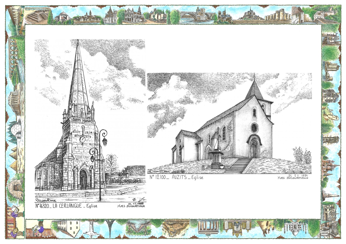 MONOCARTE N 12100-76320 - AUZITS - église / LA CERLANGUE - église