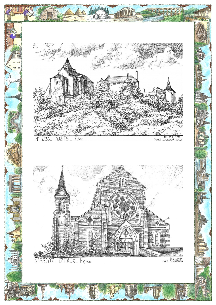 MONOCARTE N 12136-38207 - AUZITS - église / IZEAUX - église