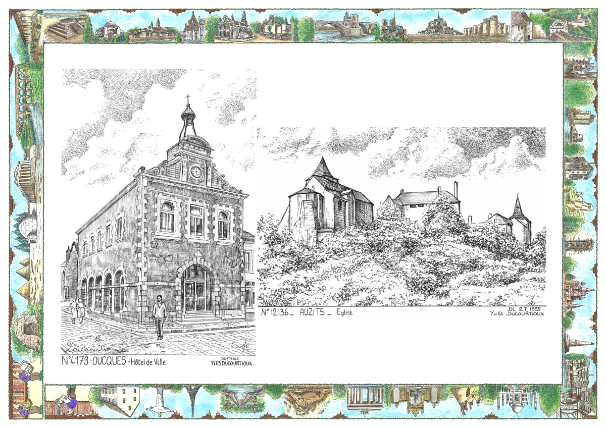 MONOCARTE N 12136-41079 - AUZITS - église / OUCQUES LA NOUVELLE - ancien hôtel de ville