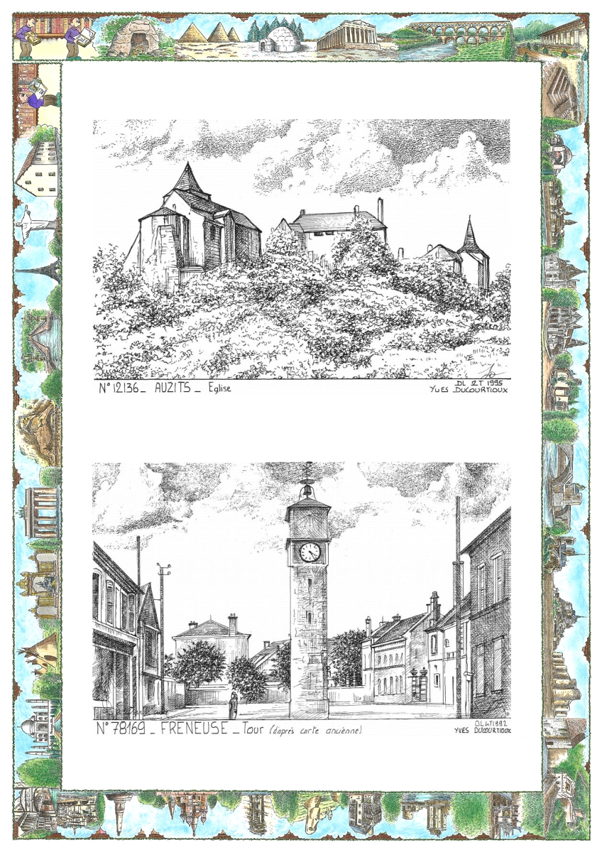 MONOCARTE N 12136-78169 - AUZITS - église / FRENEUSE - tour (d après ca)