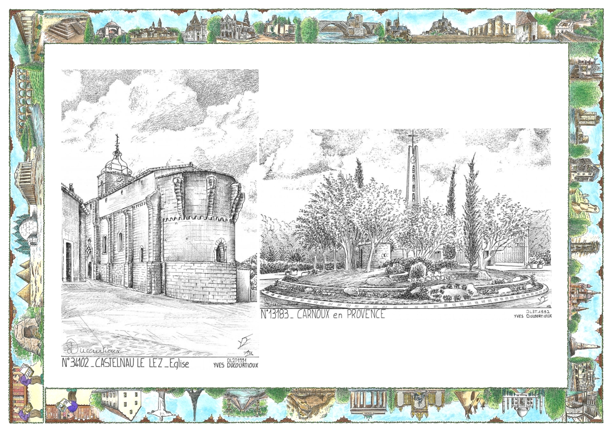 MONOCARTE N 13183-34102 - CARNOUX EN PROVENCE - vue / CASTELNAU LE LEZ - église