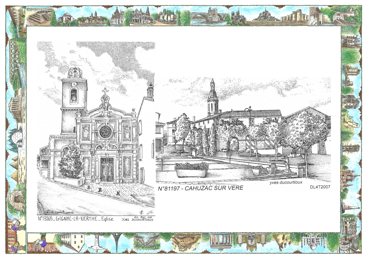 MONOCARTE N 13265-81197 - GIGNAC LA NERTHE - église / CAHUZAC SUR VERE - vue