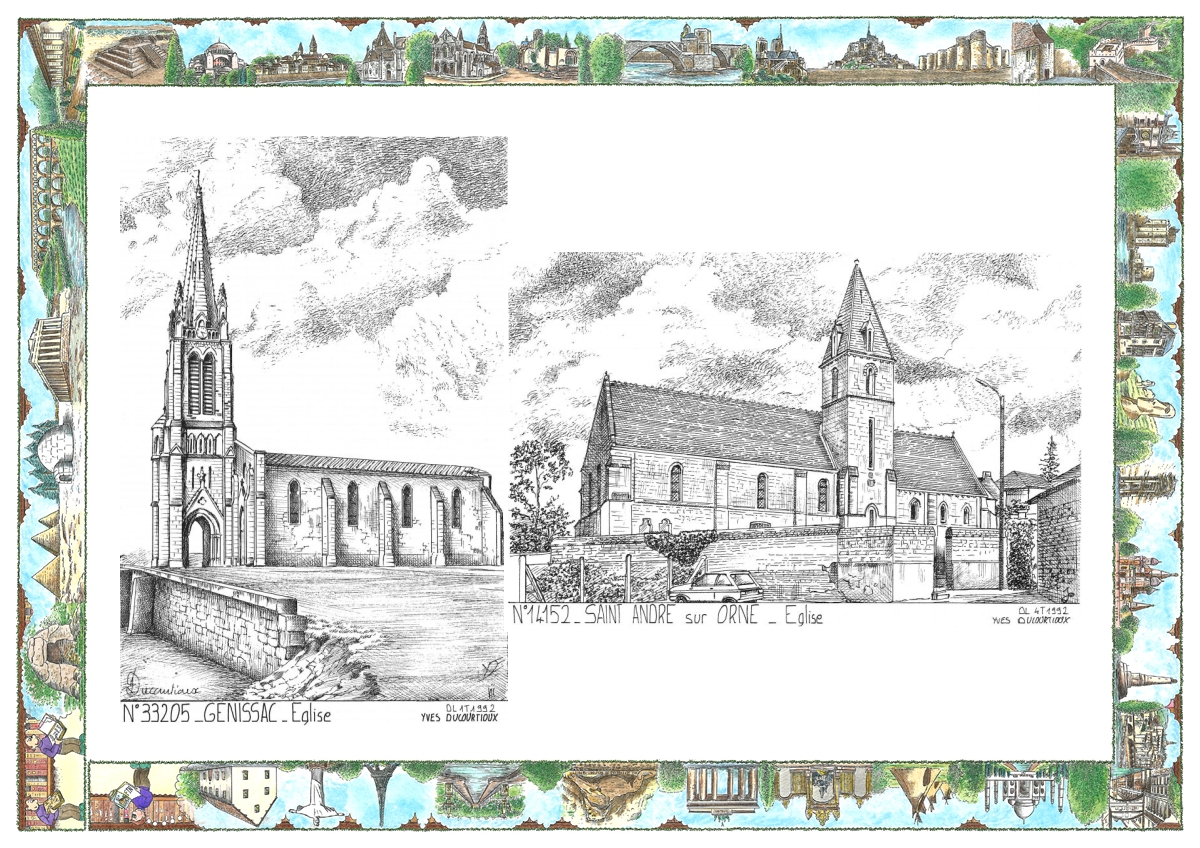 MONOCARTE N 14152-33205 - ST ANDRE SUR ORNE - église / GENISSAC - église