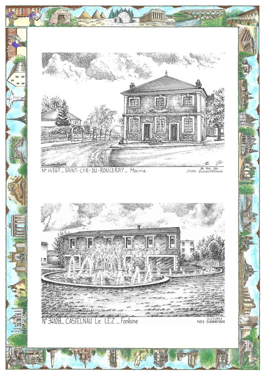 MONOCARTE N 14267-34108 - ST CYR DU RONCERAY - mairie / CASTELNAU LE LEZ - fontaine